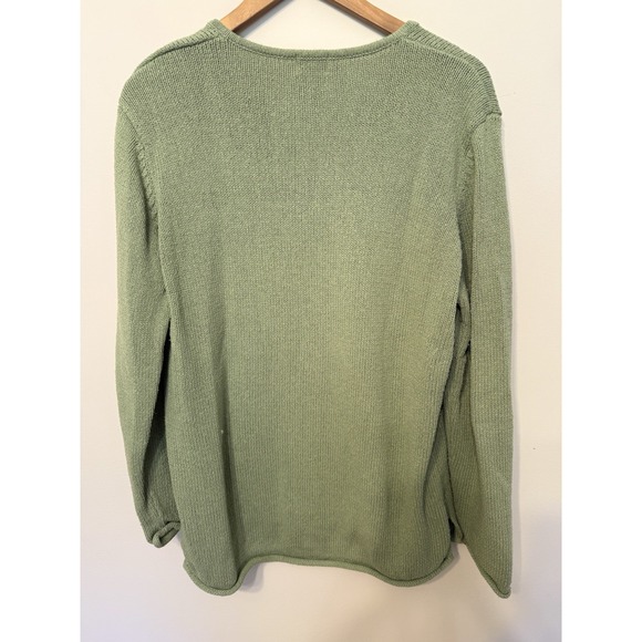 LL Bean Sweater Women's Silk Cotton XL Green Vneck 0AJV8 - Picture 5 of 7